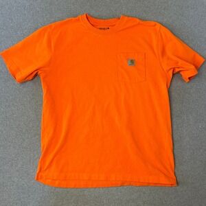 Carhartt K87 Mens Workwear Pocket T-Shirt Bright Orange Short Sleeve Size Large